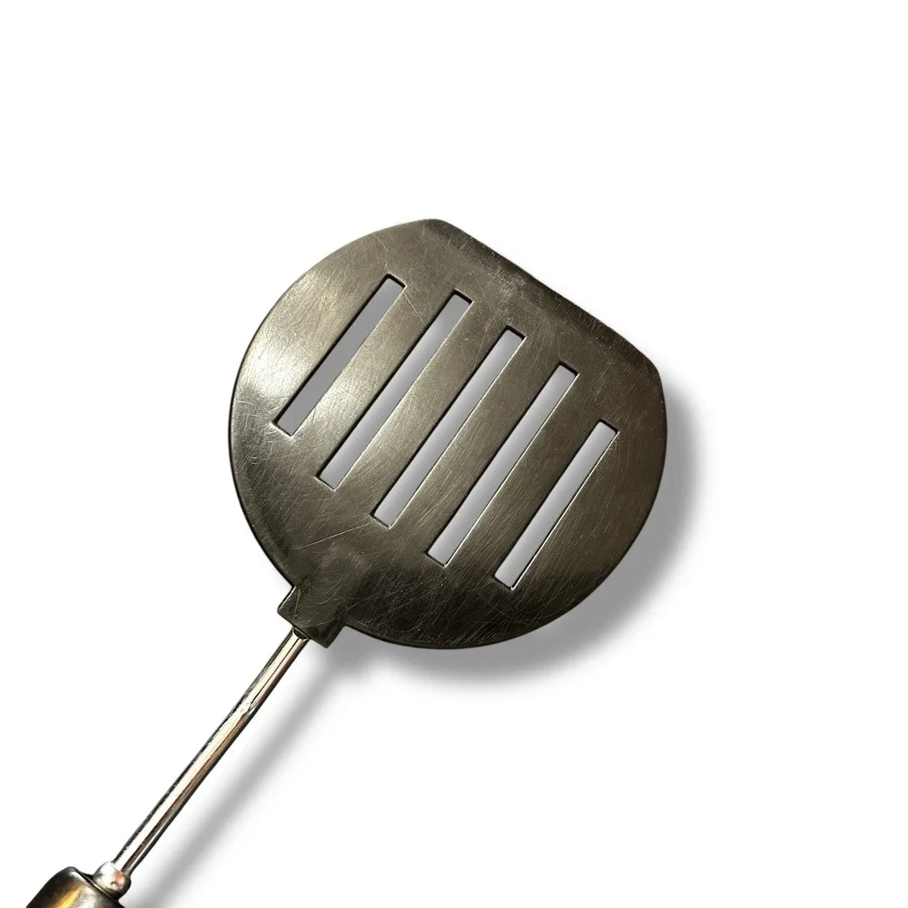 VTG Slotted Spatula Stainless Steel Plastic Turner Black Handle Round‎ 11 Inch